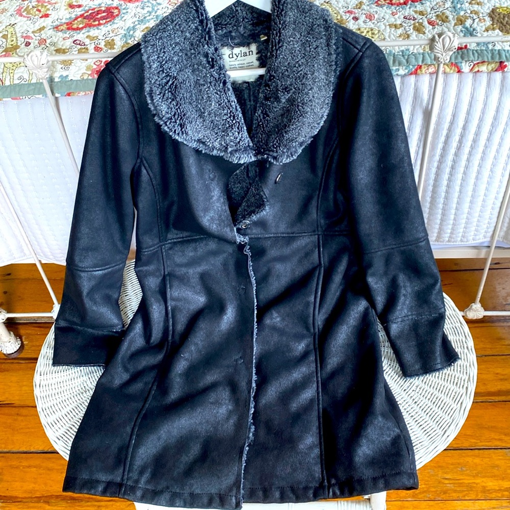 Dylan Faux suede black driving coat